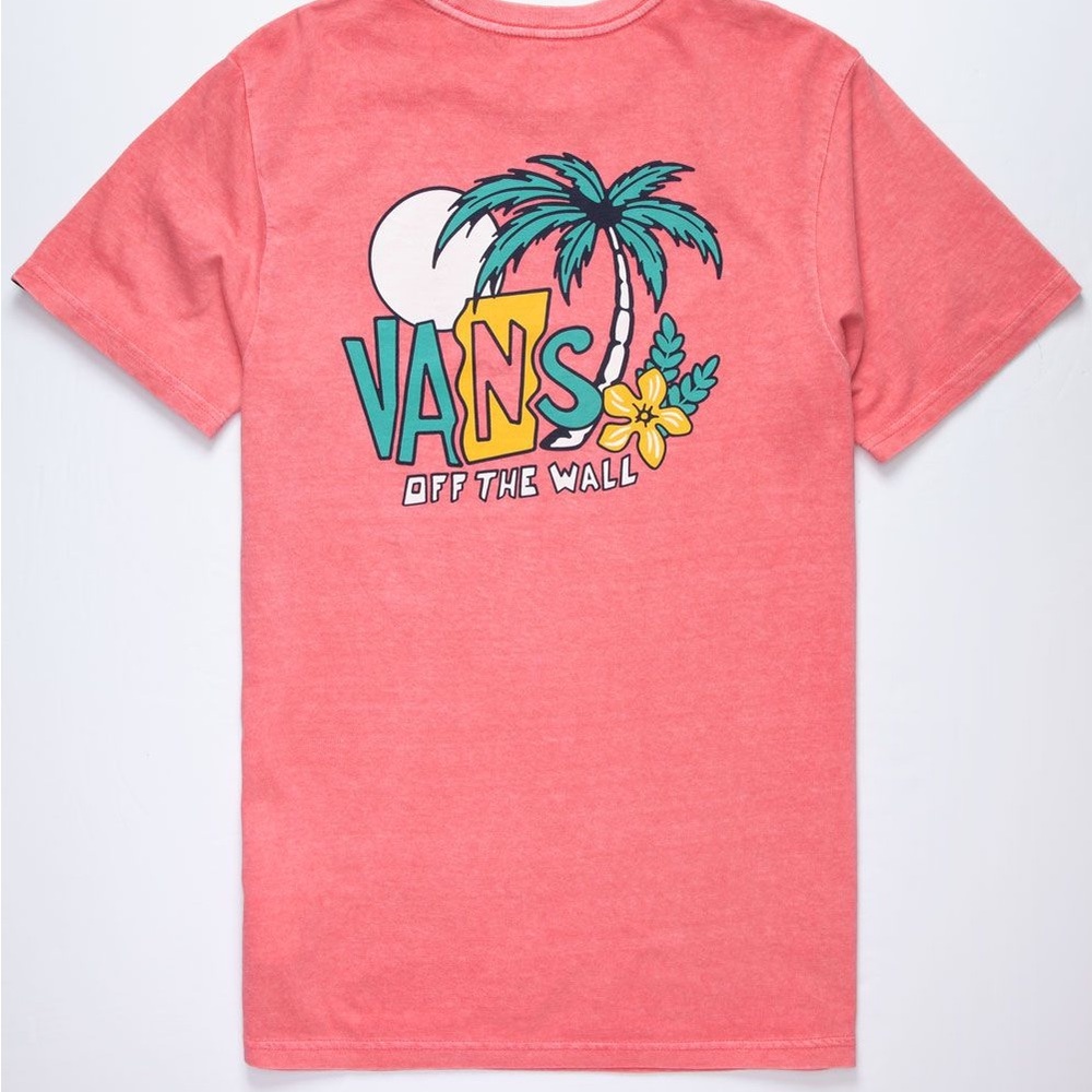 Never Worn Vans Coral Tee with Tropical Graphic